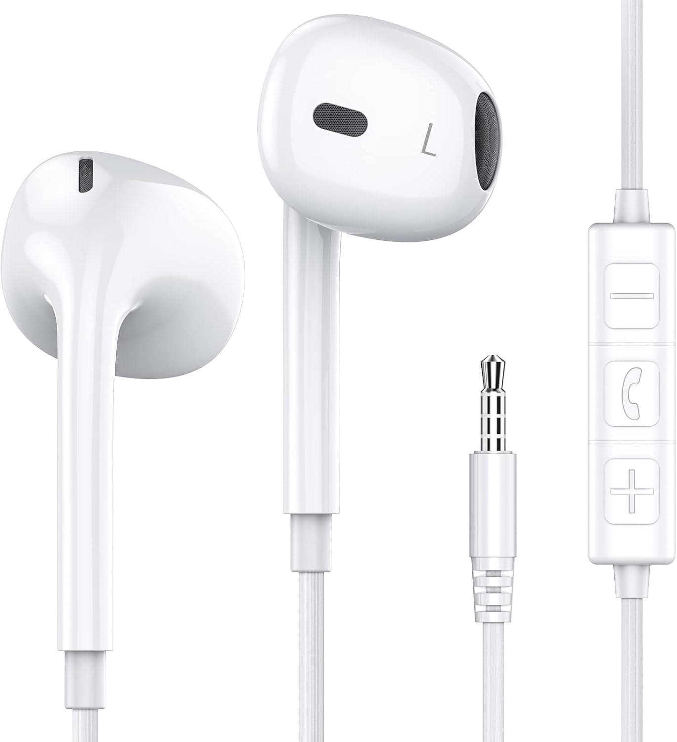 MOSWAG Wired Earbuds with Microphone, 3.5mm Jack in Ear Headphones with Microphone Suitable for Smartphones, Computers, Laptops, IPads, MP3 Players, Etc